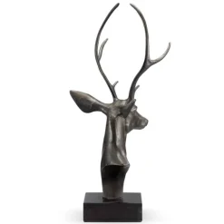 Aluminum and Marble Deer Bust Sculpture