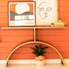 Antique Brass Console Table with Arched Base