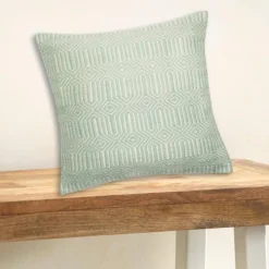 Aqua/Ivory Indoor Outdoor Pillow, 22