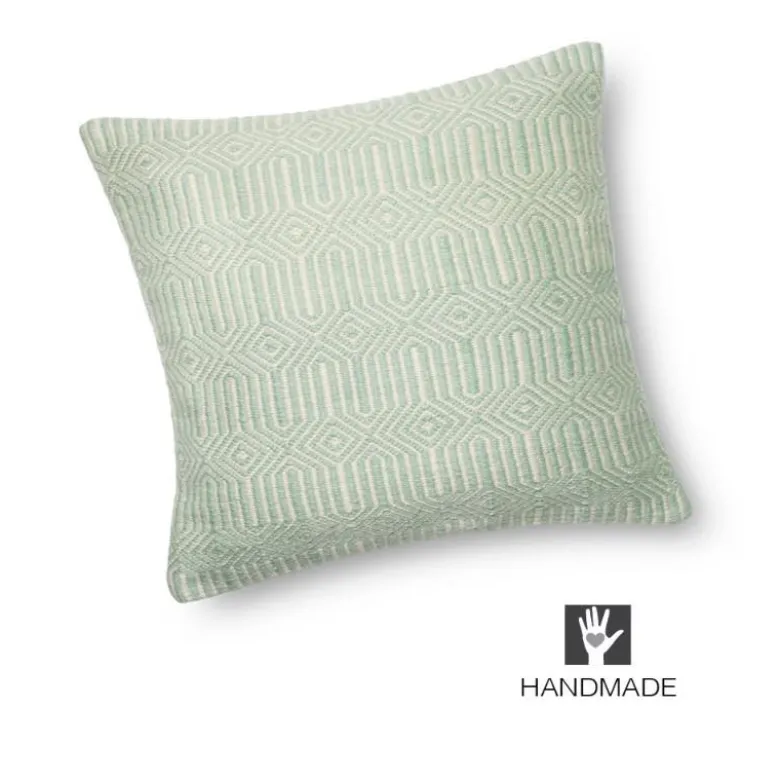Aqua/Ivory Indoor Outdoor Pillow, 22" sq.