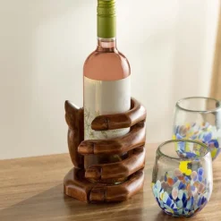 Artisan Carved Hand Wine Bottle Holder