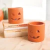 Artisan-Made Clay Halloween Jack-O-Lantern Luminaries, Set of 6
