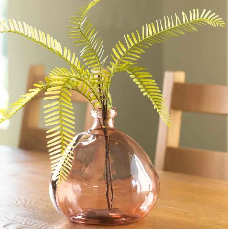 Askew Recycled Glass Balloon Vase, 9" - Pink