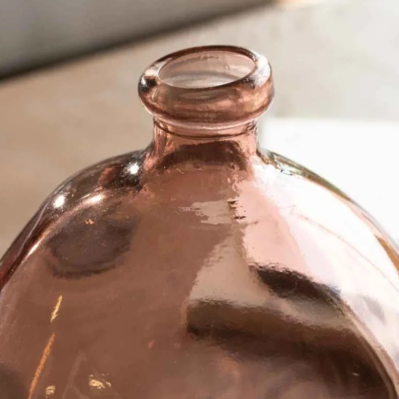 Askew Recycled Glass Balloon Vase, 9" - Pink
