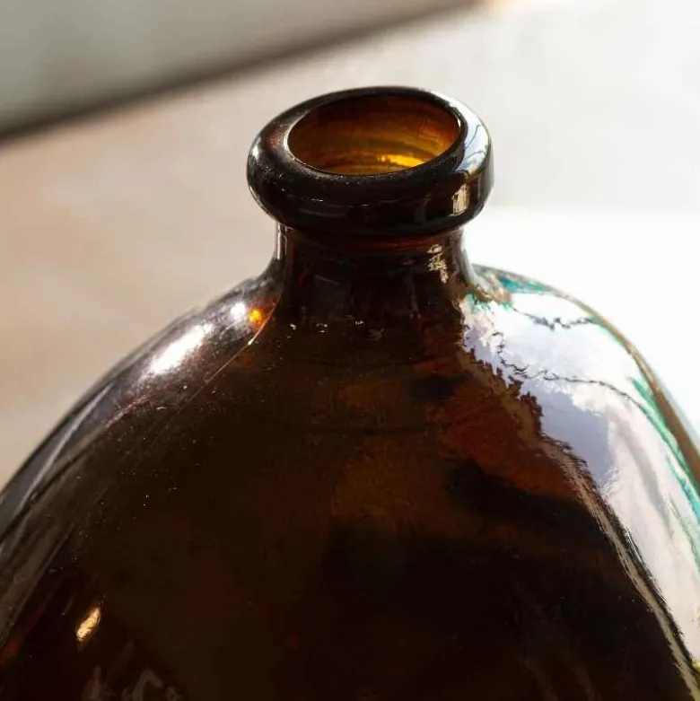 Askew Recycled Glass Balloon Vase, 9" - Chocolate