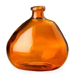 Askew Recycled Glass Balloon Vase, 9" - Amber