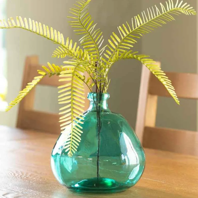 Askew Recycled Glass Balloon Vase, 9" - Aqua