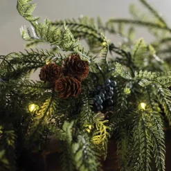 Battery Operated LED In/Out Norfolk Wreath