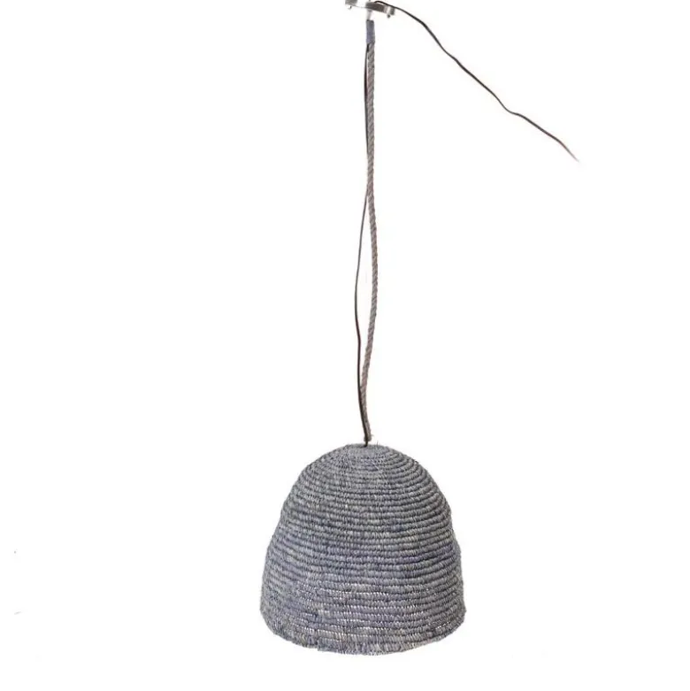 Blue Raffia Woven Pendant Light