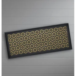 Brass-Brushed Flower Rubber Boot Tray