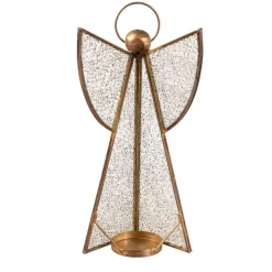 Brass Glass Angel Votive Holders, Set of 3
