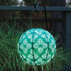 Brights Geo Palm Solar Lantern, 12"Dia. - Turquoise