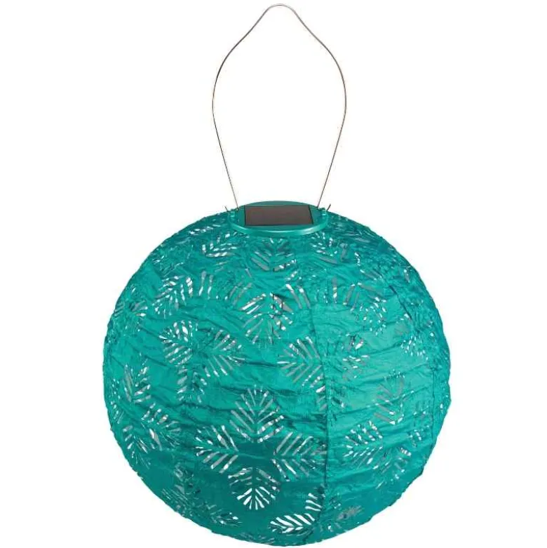 Brights Geo Palm Solar Lantern, 12"Dia. - Turquoise