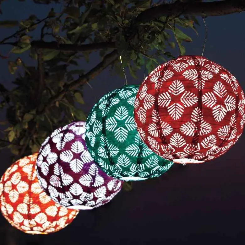 Brights Geo Palm Solar Lantern, 12"Dia. - Turquoise