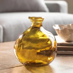 Bubble Recycled Glass Balloon Vase, 7"H - Mocha