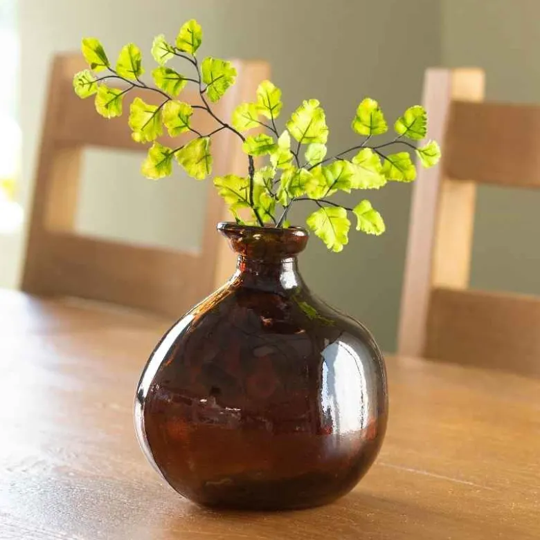 Bubble Recycled Glass Balloon Vase, 7"H - Chocolate