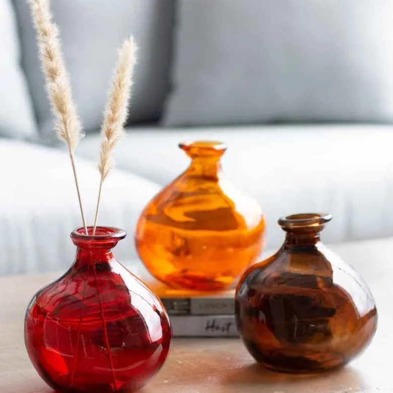 Bubble Recycled Glass Balloon Vase, 7"H - Chocolate
