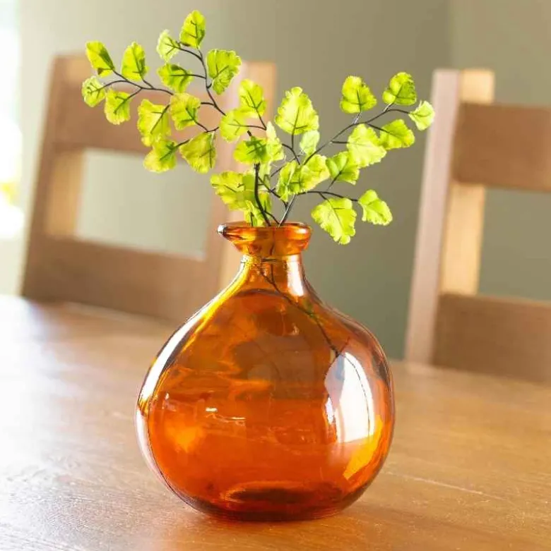 Bubble Recycled Glass Balloon Vase, 7"H - Amber