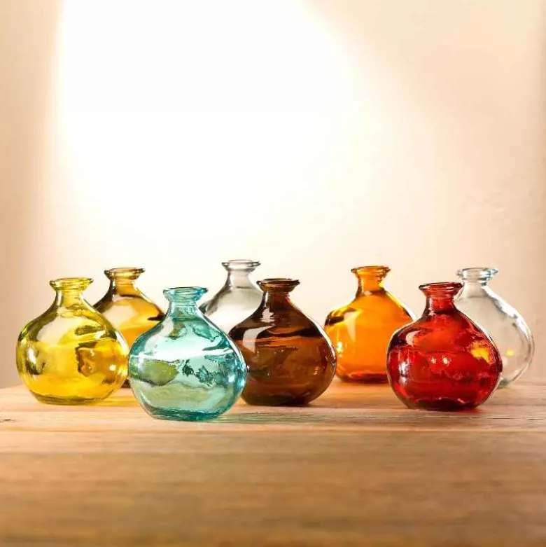 Bubble Recycled Glass Balloon Vase, 7"H - Amber