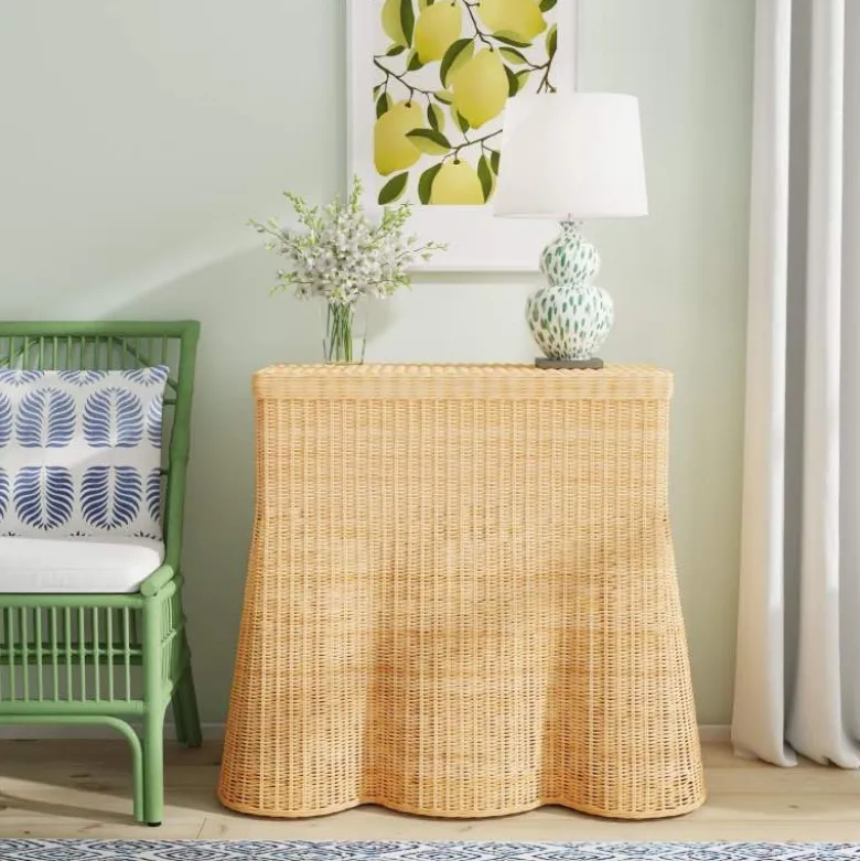 Capris Rattan Scalloped Edge Console Table