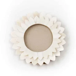Carved Bone Round Floral Frame, 3" x 3"