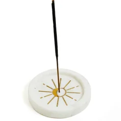 Carved White Marble Round Moon Incense Holder