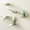 Ceramic Birds Wall Art, Set Of 5 - Blue Green