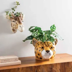 Ceramic Cheetah Head Planter/Bottle Cooler