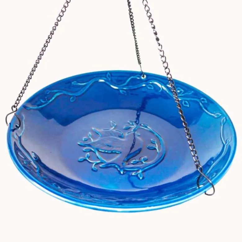 Ceramic Hanging Bird Bath - Bluebird