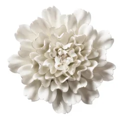 Ceramic Wall Flowers, 8" - Gold-Rimmed White