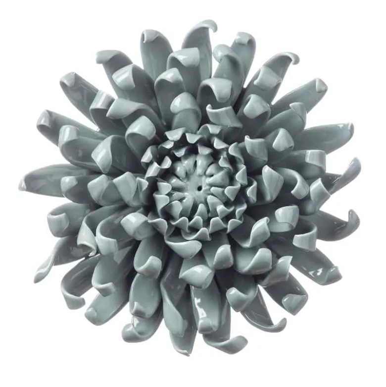 Ceramic Wall Flowers, 6" - Gray