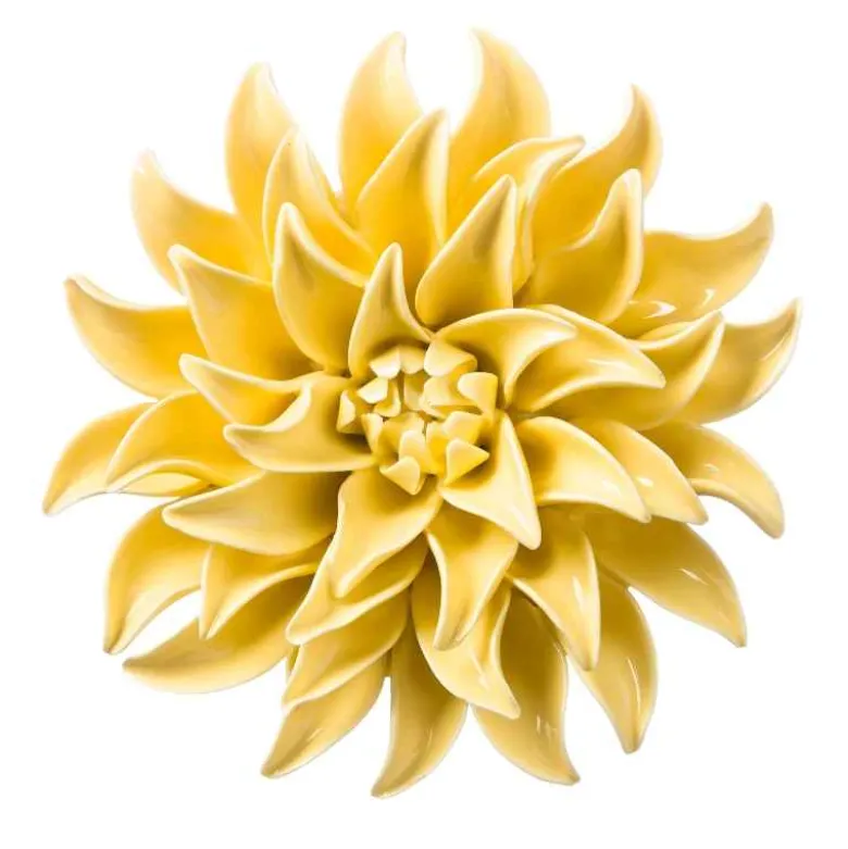 Ceramic Wall Flowers, 6" - Light Yellow