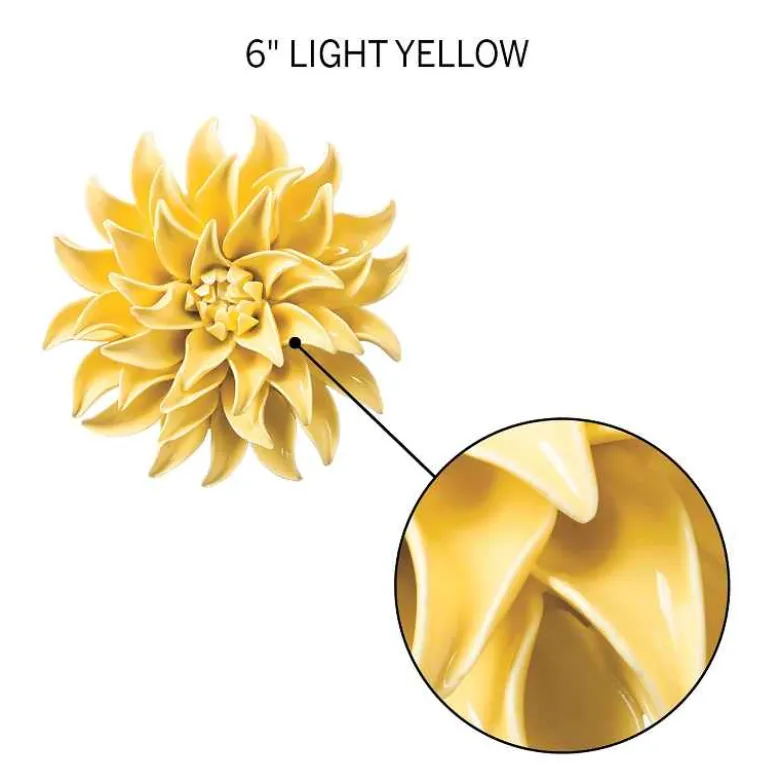 Ceramic Wall Flowers, 6" - Light Yellow
