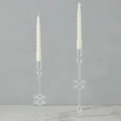 Clear Glass Candlestick Pair