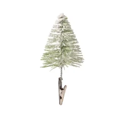 Clip-On Bottle Brush Flocked Mini Trees, Set of 4