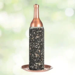 Copper-Finished Mesh Wine Bottle Bird Feeder