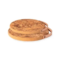 Cork Trivet with Leather Handle, 12