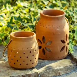 Cut-Out Dots Clay Lantern