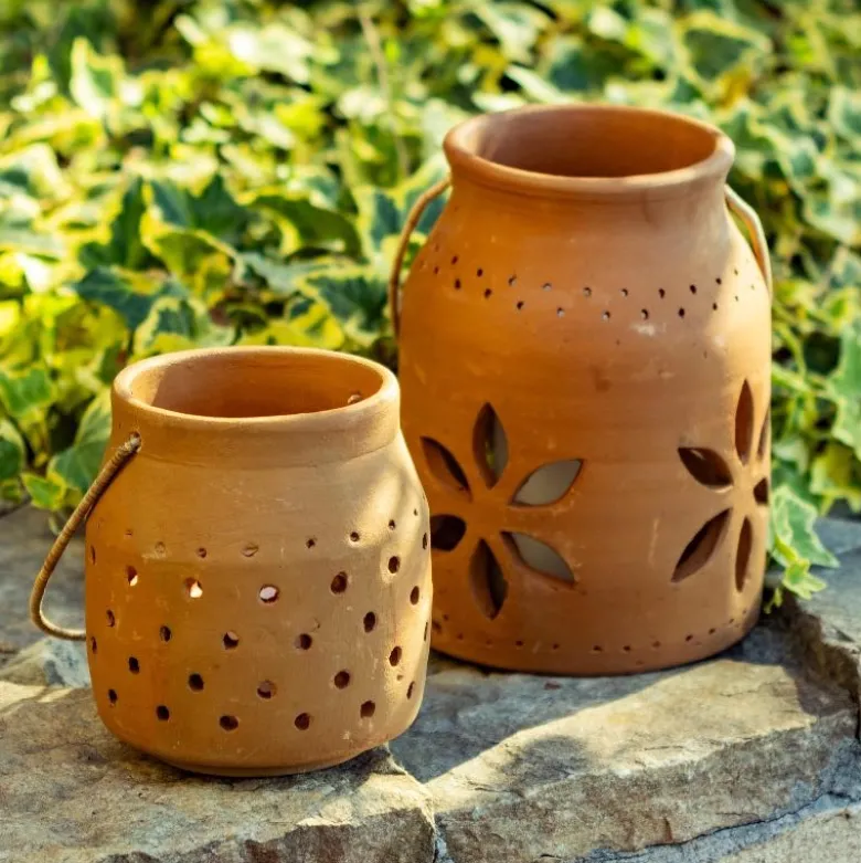 Cut-Out Dots Clay Lantern