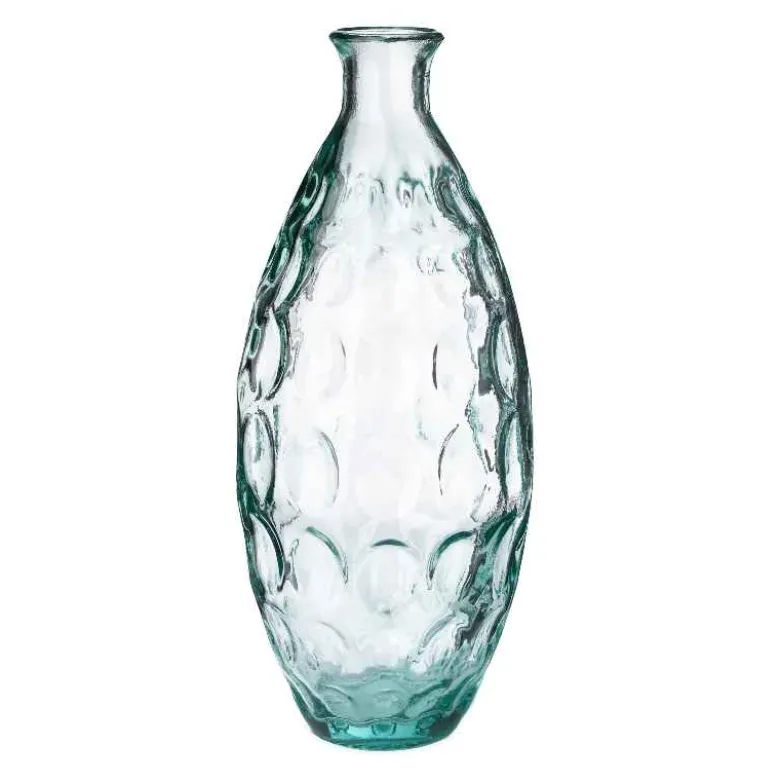 Dune Tall Recycled Dimpled Glass Vase, 12"H - Clear