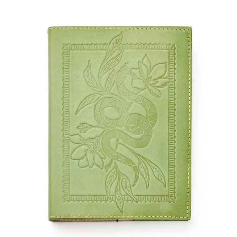 Embossed Snake Green Leather Journal