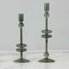 Emerald Glass Candlestick Pair