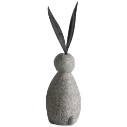 Faux Stone and Metal Rabbit Sculpture, Short