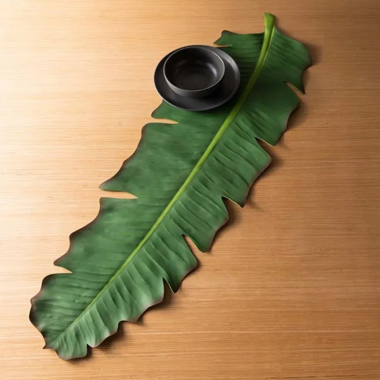 Faux Tropical Leaf Runner