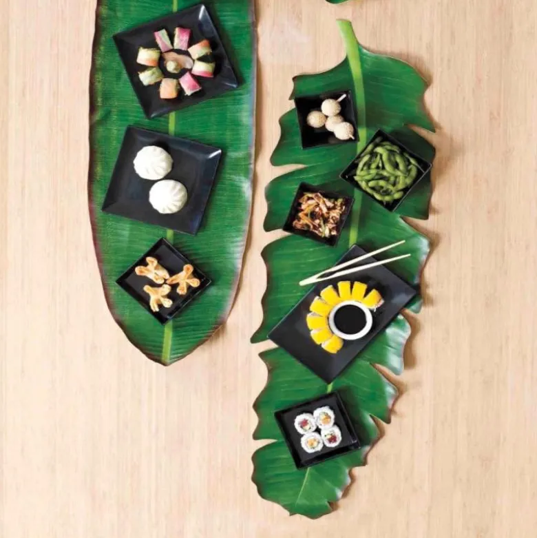 Faux Tropical Leaf Runner