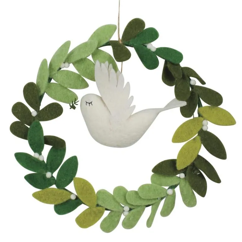 Felt Wreath with Hanging Peace Dove