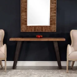 Fir Wood Console Table with Metal Legs