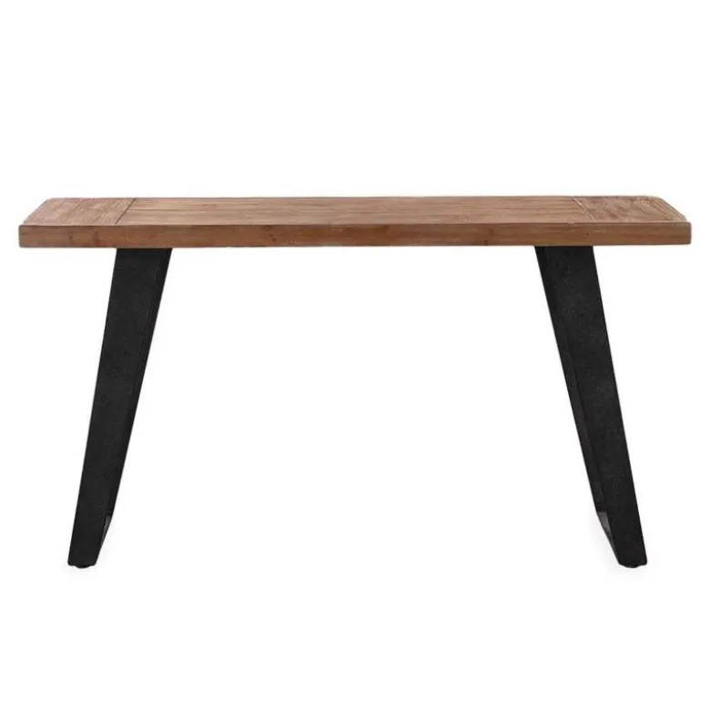 Fir Wood Console Table with Metal Legs