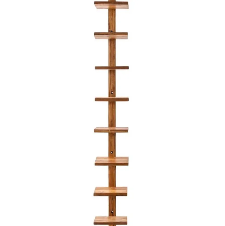 Floating Vertical Wall Shelf, 8-Shelf - Walnut