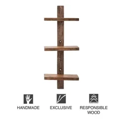 Floating Vertical Wall Shelf, 3-Shelf - Ebony
